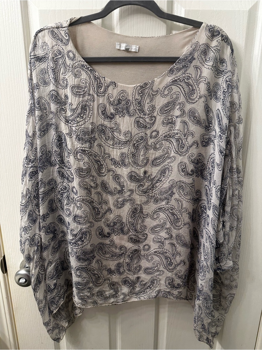 Angel Biba Cream Blouse with Black Paisley Print